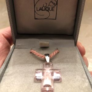 Lalique pink Cross necklace